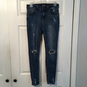 ENJEAN Distressed Skinny Blue Jeans